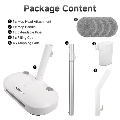 Steam & Scrub Automatic Electric Steam Mop, Hard Floor Cleaner & Steamer, Powerful Stain Remover, 4 Rotating Pads with Filling Cup, White
