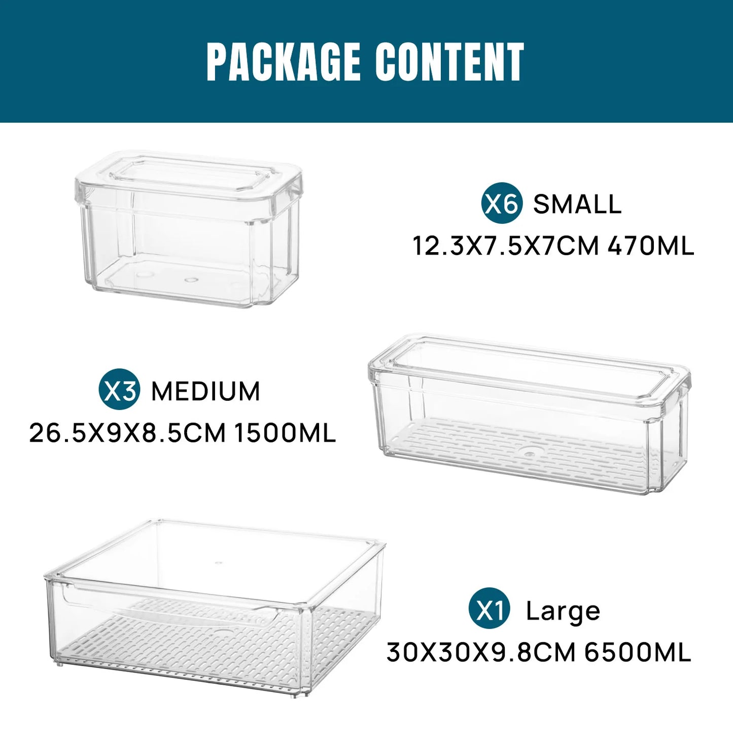 10 Pack Fridge Organiser, Stackable Refrigerator Organiser Bins with Lids, BPA-Free, Kitchen Storage Containers, Clear Fridge Storage
