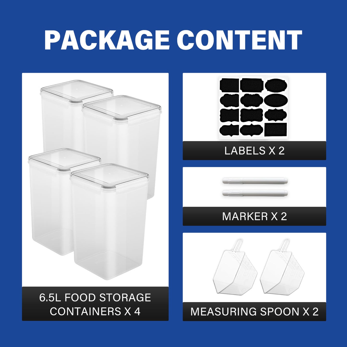 4 PCs 6.5L Food Containers