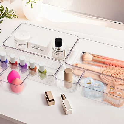 25 Piece Clear Plastic Drawer Organizers Set