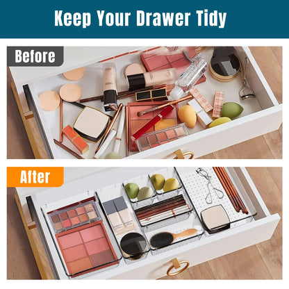 25 Piece Clear Plastic Drawer Organizers Set