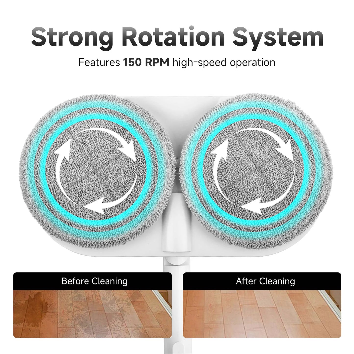 Steam & Scrub Automatic Electric Steam Mop, Hard Floor Cleaner & Steamer, Powerful Stain Remover, 4 Rotating Pads with Filling Cup, White
