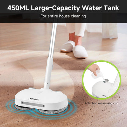 Steam & Scrub Automatic Electric Steam Mop, Hard Floor Cleaner & Steamer, Powerful Stain Remover, 4 Rotating Pads with Filling Cup, White