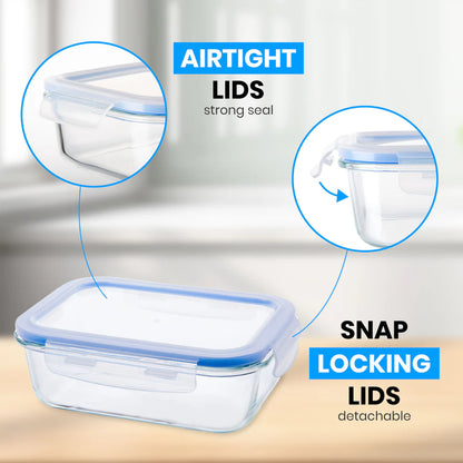 Stelive 10 PCs Glass Storage Food Containers, Glass Meal Prep Containers, Airtight Lunch Bento Boxes with Snap Locking Leakproof Lids for Microwave