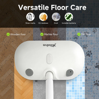 Steam & Scrub Automatic Electric Steam Mop, Hard Floor Cleaner & Steamer, Powerful Stain Remover, 4 Rotating Pads with Filling Cup, White