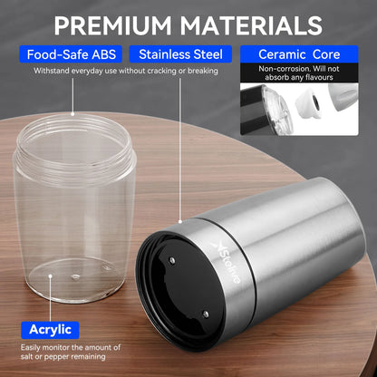 2-Piece Auto Salt and Pepper Grinder Set, Auto Salt and Pepper Mills Set, Electric Salt and Pepper Shakers, with Adjustable Coarseness for Seasoning