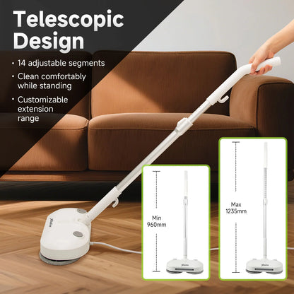 Steam & Scrub Automatic Electric Steam Mop, Hard Floor Cleaner & Steamer, Powerful Stain Remover, 4 Rotating Pads with Filling Cup, White