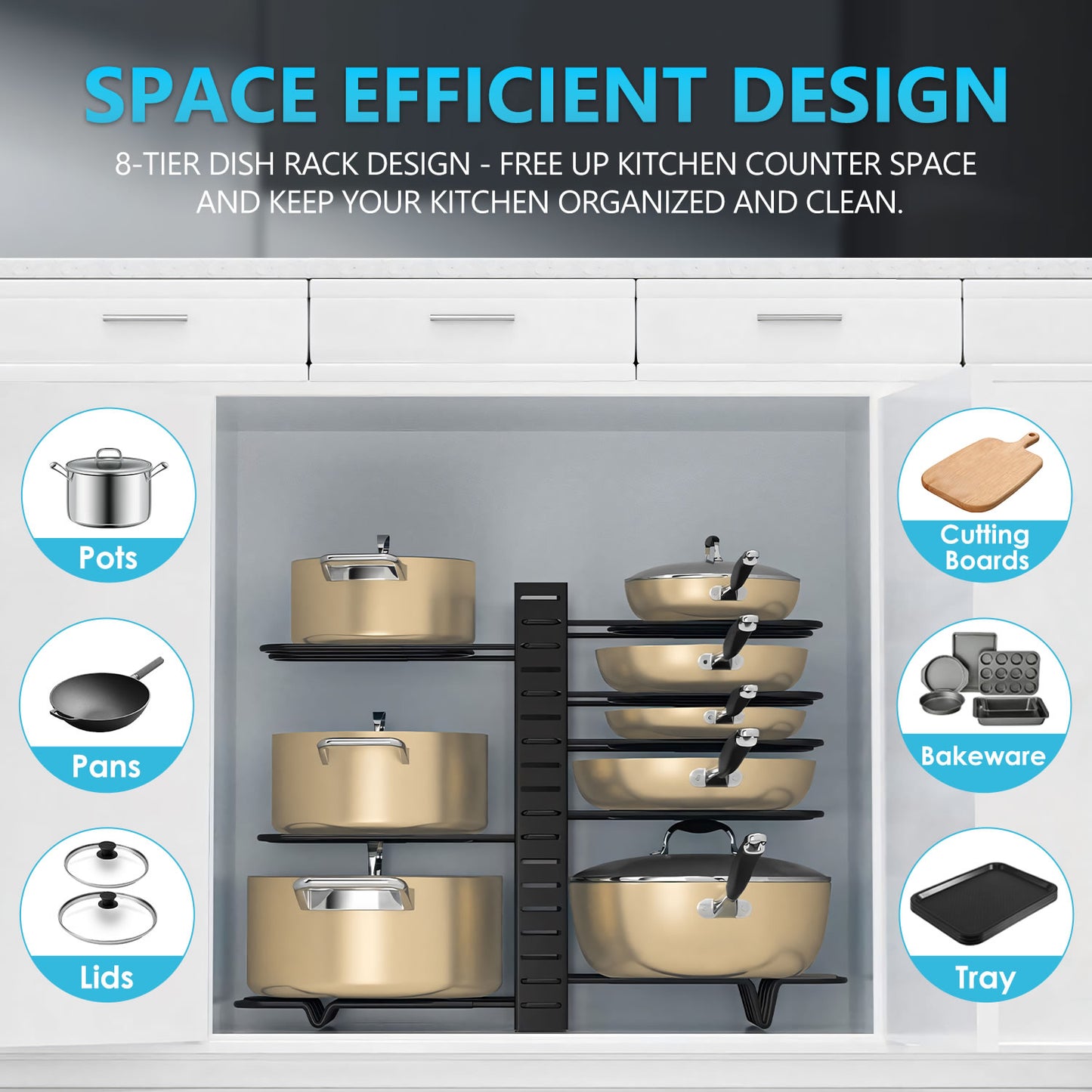 8 Tier Dual Sided Pan Rack