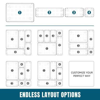 25 Piece Clear Plastic Drawer Organizers Set